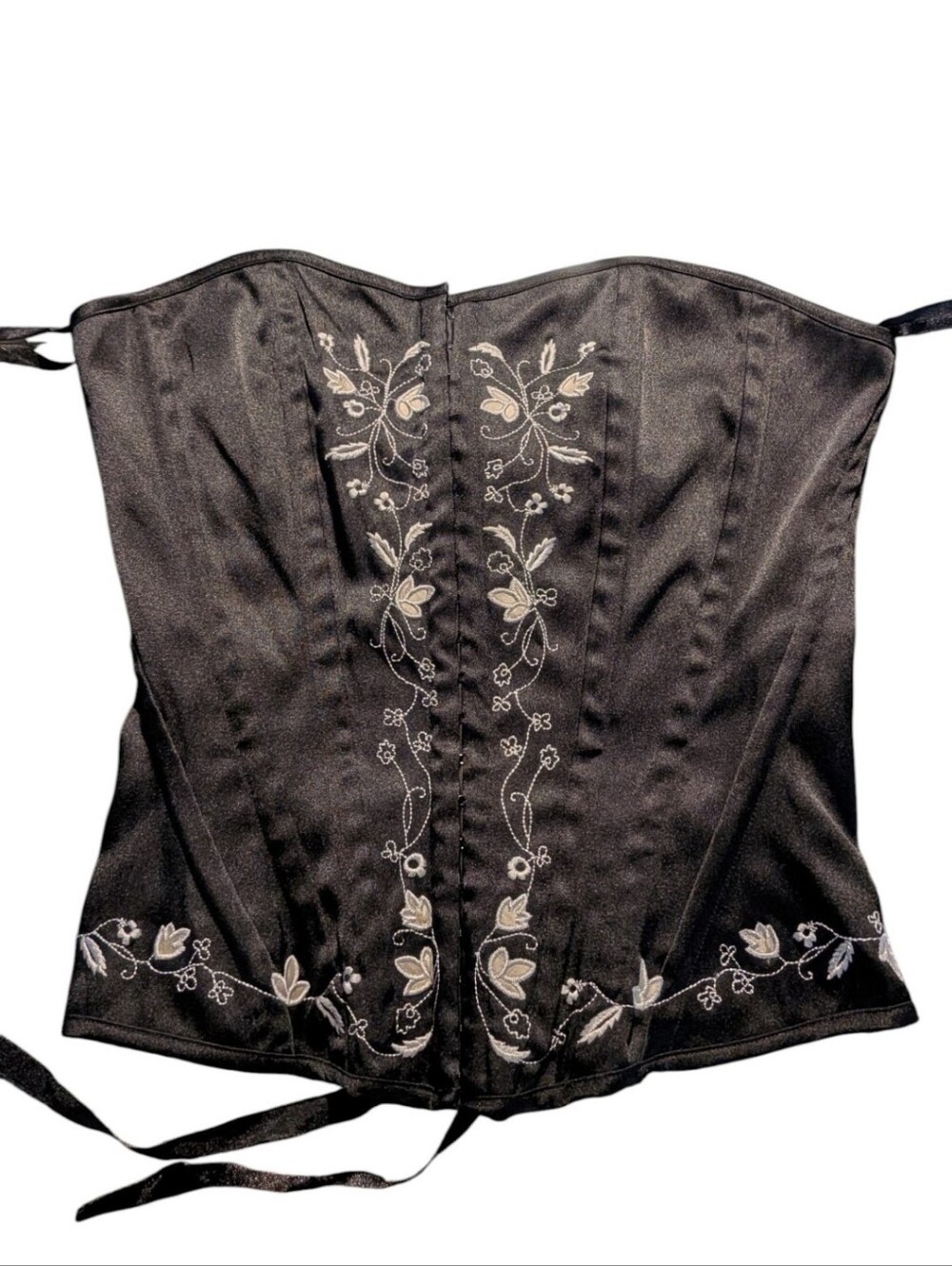 Black Gray/White Embroidered Corset Top